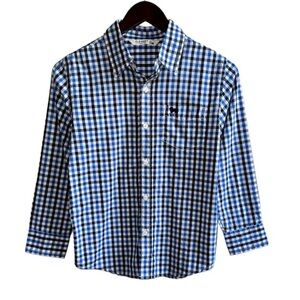 Old Navy Blue White and Black Checked Button Down Long Sleeve Shirt Size Medium